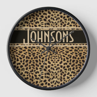 Leopard Spot Skin Print Personalised Clock
