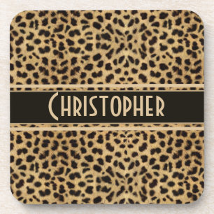 Leopard Spot Skin Print Personalised Coaster