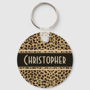 Leopard Spot Skin Print Personalised Key Ring