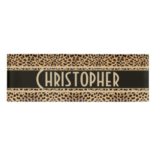Leopard Spot Skin Print Personalised Name Tag