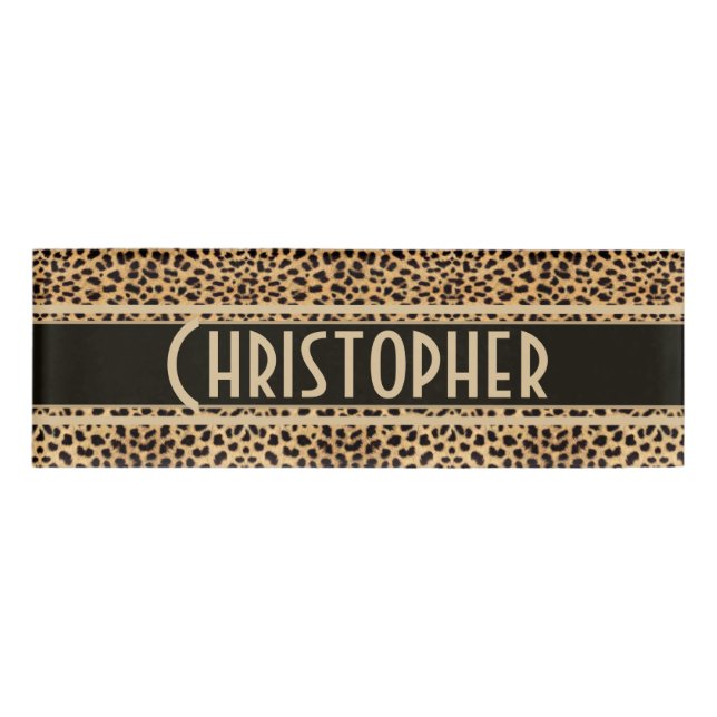 Leopard Spot Skin Print Personalised Name Tag (Front)