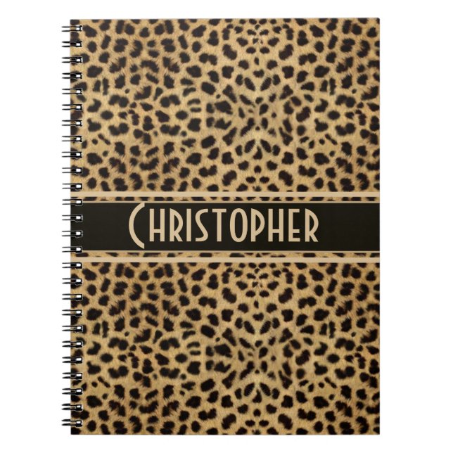 Leopard Spot Skin Print Personalised Notebook (Front)
