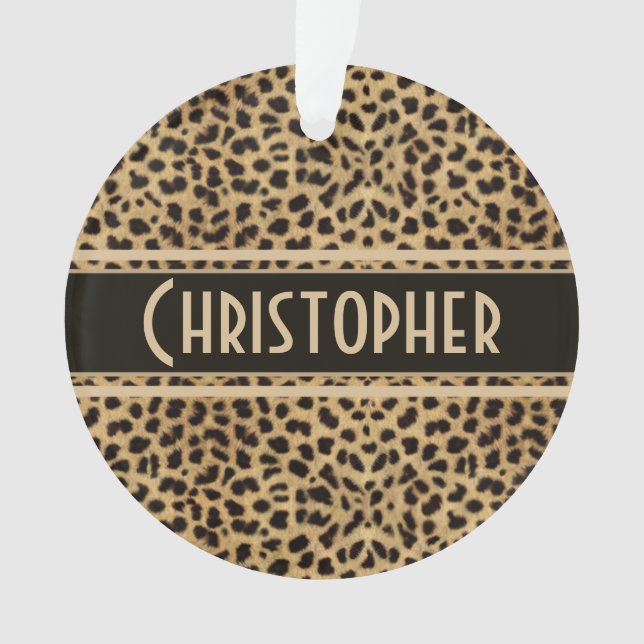 Leopard Spot Skin Print Personalised Ornament (Front)