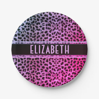 Leopard Spot Skin Print Personalised | Pink Paper Plate