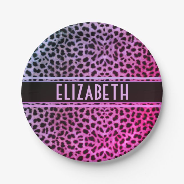 Leopard Spot Skin Print Personalised | Pink Paper Plate (Front)