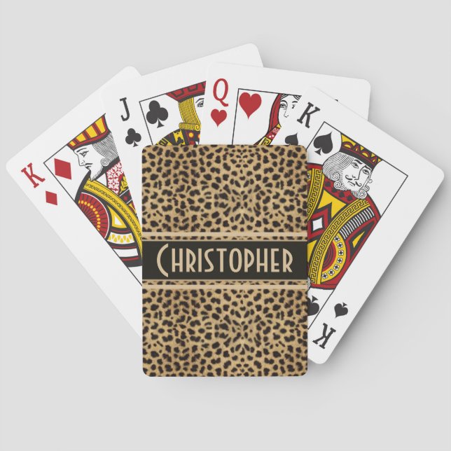Leopard Spot Skin Print Personalised Playing Cards (Back)