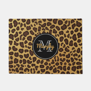 Leopard Spot Wild Animal Print Family Monogram Doormat