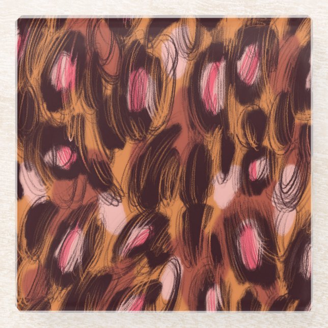 Leopard Spots African Animal Pattern Glass Coaster (Front)