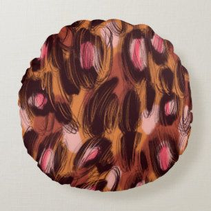 Leopard Spots African Animal Pattern Round Cushion