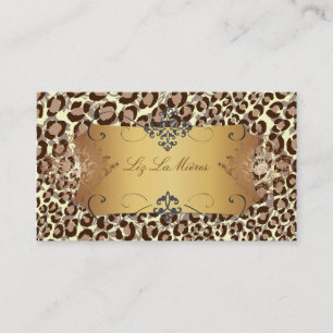 Leopard spots aux naturelle + dash of damask business card