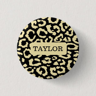 Leopard Spots Black And Gold Animal Print Pattern 3 Cm Round Badge