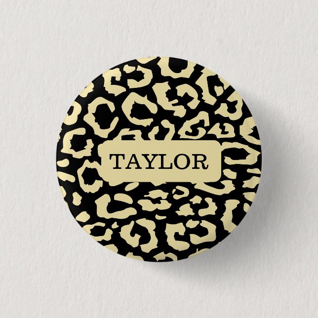 Leopard Spots Black And Gold Animal Print Pattern 3 Cm Round Badge (Front)