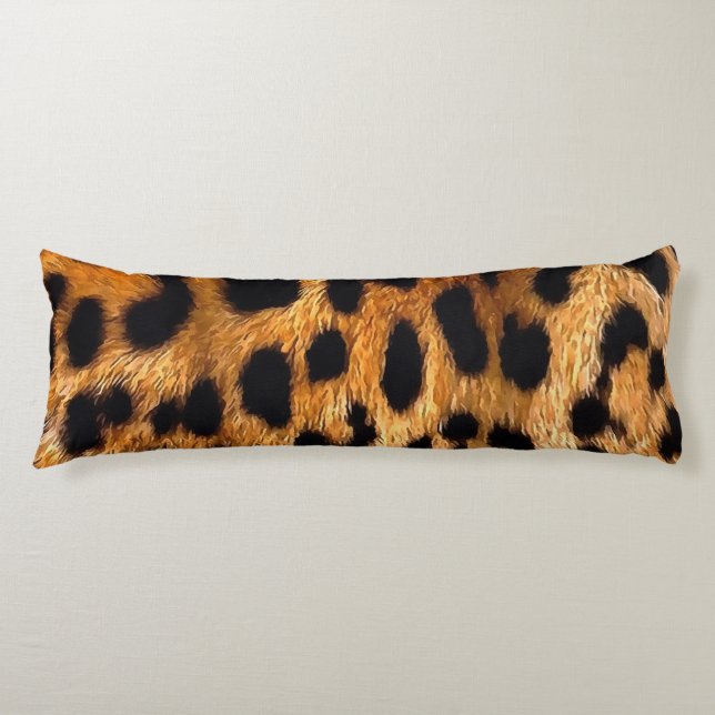 Leopard Spots Black Brown Wild Animal Fine Art Body Cushion (Front)