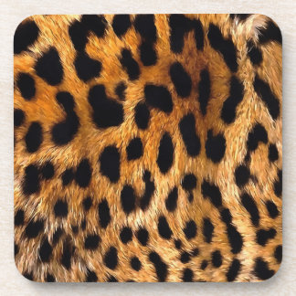 Leopard Spots Black Brown Wild Animal Fine Art Coaster
