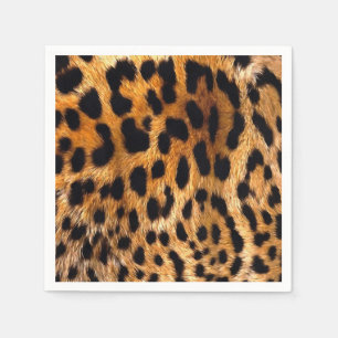 Leopard Spots Black Brown Wild Animal Fine Art Napkin