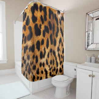 Leopard Spots Black Brown Wild Animal Fine Art Shower Curtain