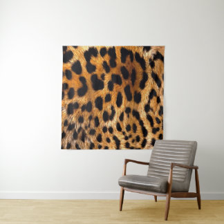 Leopard Spots Black Brown Wild Animal Fine Art Tapestry