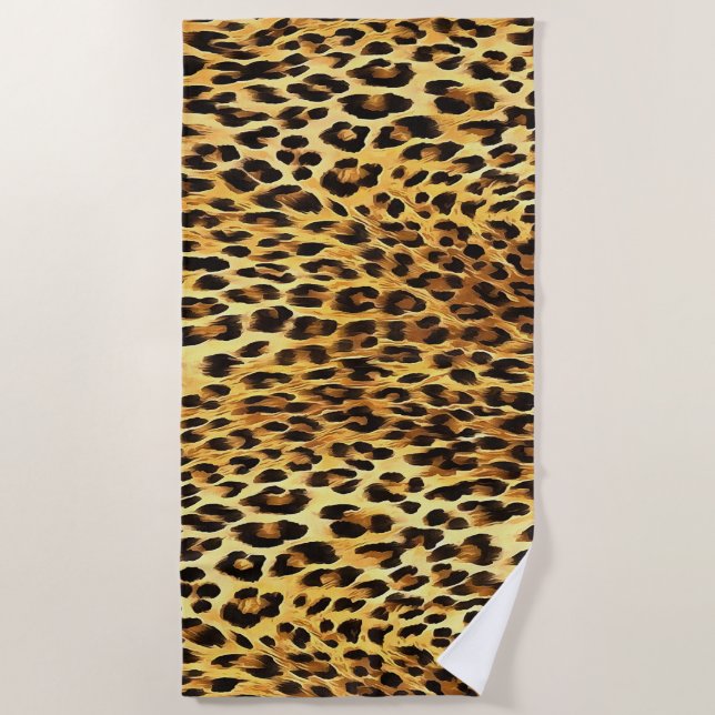 Leopard Spots Camouflage Pattern Painting Beach Towel (Front)
