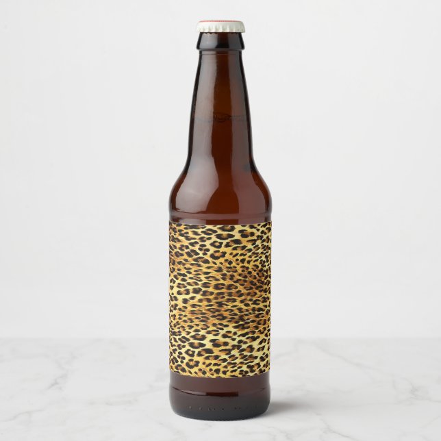 Leopard Spots Camouflage Pattern Painting Beer Bottle Label (Front)