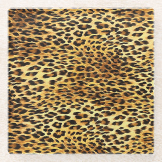 Leopard Spots Camouflage Pattern Painting Glass Coaster