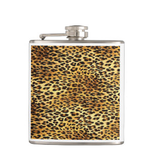 Leopard Spots Camouflage Pattern Painting Hip Flask
