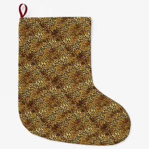Leopard Spots Camouflage Pattern Painting Large Christmas Stocking