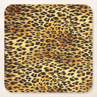 Leopard Spots Camouflage Pattern Painting Square Paper Coaster
