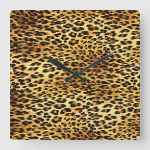 Leopard Spots Camouflage Pattern Painting Square Wall Clock
