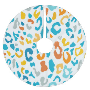 Leopard Spots: Colourful Vintage Texture. Brushed Polyester Tree Skirt