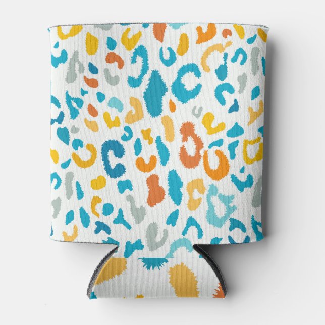 Leopard Spots: Colourful Vintage Texture. Can Cooler (Front)