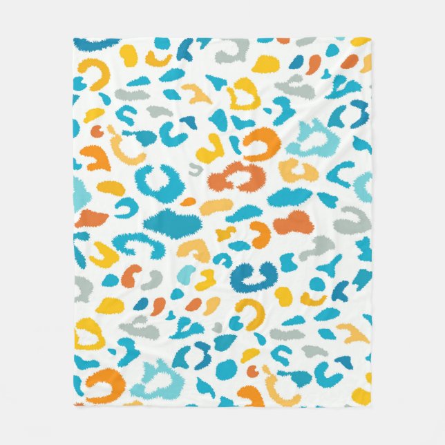 Leopard Spots: Colourful Vintage Texture. Fleece Blanket (Front)