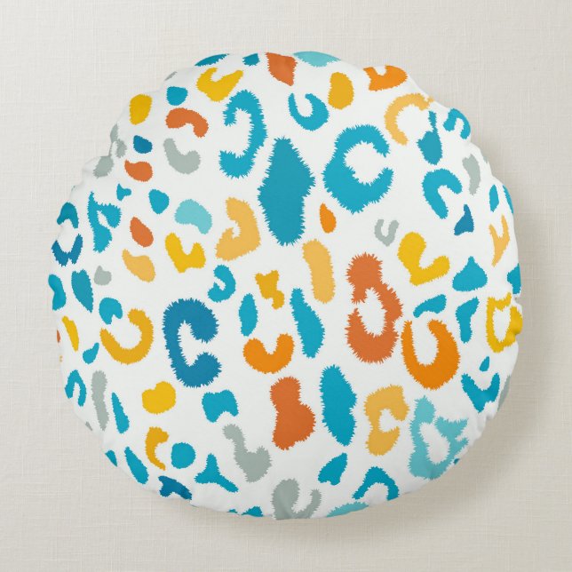 Leopard Spots: Colourful Vintage Texture. Round Cushion (Front)