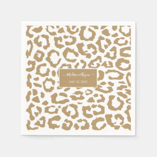 Leopard Spots Gold And White Animal Print Pattern Napkin
