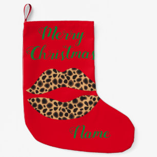 Leopard Spots Lipstick Kiss Thunder_Cove  Small Christmas Stocking