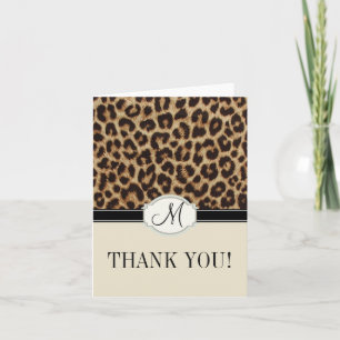 Leopard Spots Monogram Thank You Card