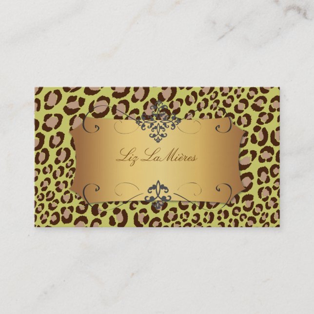 Leopard spots /olive green / business cards (Front)