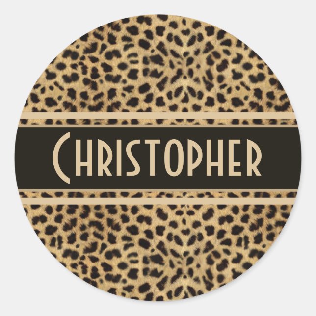 Leopard Spots Pattern Classic Round Sticker (Front)