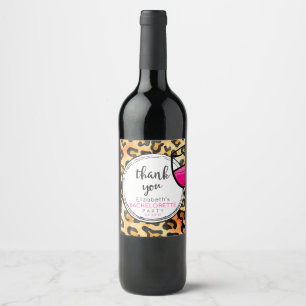 Leopard Spots Pattern Thank You Bachelorette Wine Label