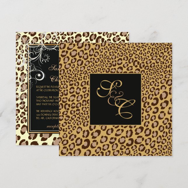 LEOPARD SPOTS+PEARL SWIRLS INVITATION (Front/Back)