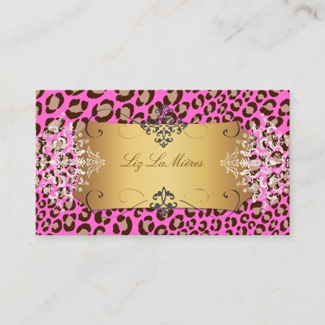 Leopard spots/Pink / DIY background colour Business Card (Front)