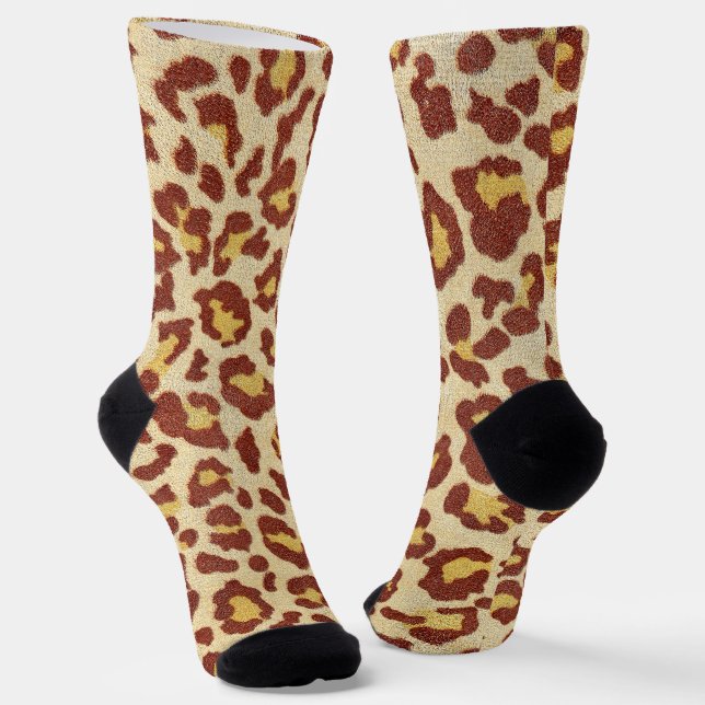 Leopard Spots Ultrasuede Look Socks (Angled)