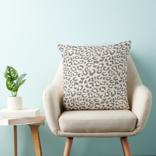 Leopard Spots Warm White Grey Animal Print Pattern Cushion