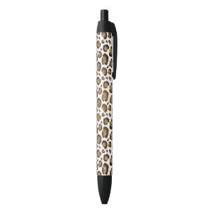 Leopard Spots Wild Animals Golden Glitter Safari Black Ink Pen