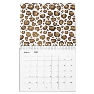 Leopard Spots Wild Animals Golden Glitter Safari Calendar