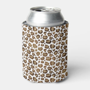 Leopard Spots Wild Animals Golden Glitter Safari Can Cooler