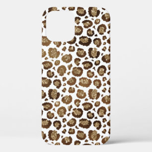 Leopard Spots Wild Animals Golden Glitter Safari iPhone 12 Case