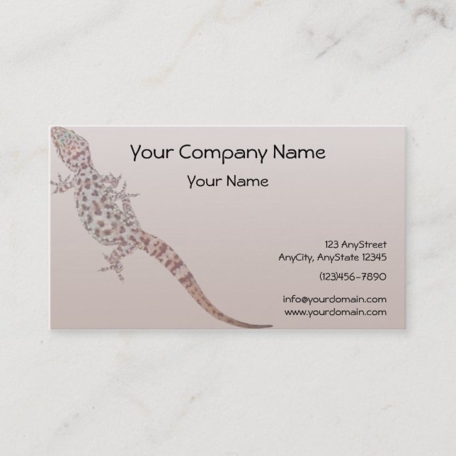 Leopard Spotted Gecko on Sand Background Business Card (Front)