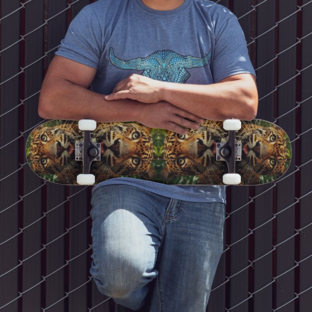 Leopard Stares While Lapping Water in Jungle  Skateboard (Outdoor 3)