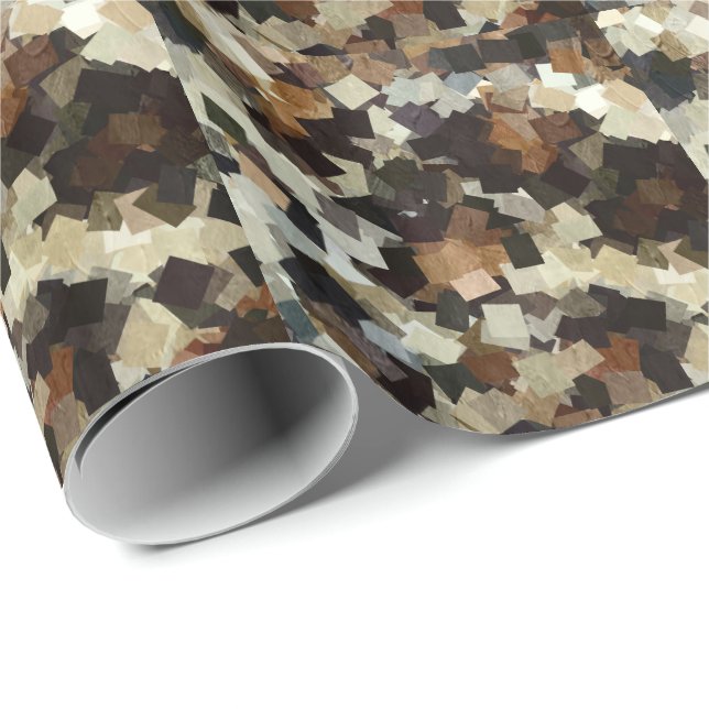 Leopard Style Brown Black Square Pattern Wrapping Paper (Roll Corner)