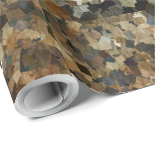 Leopard Style Brown Black Square Pattern Wrapping Paper